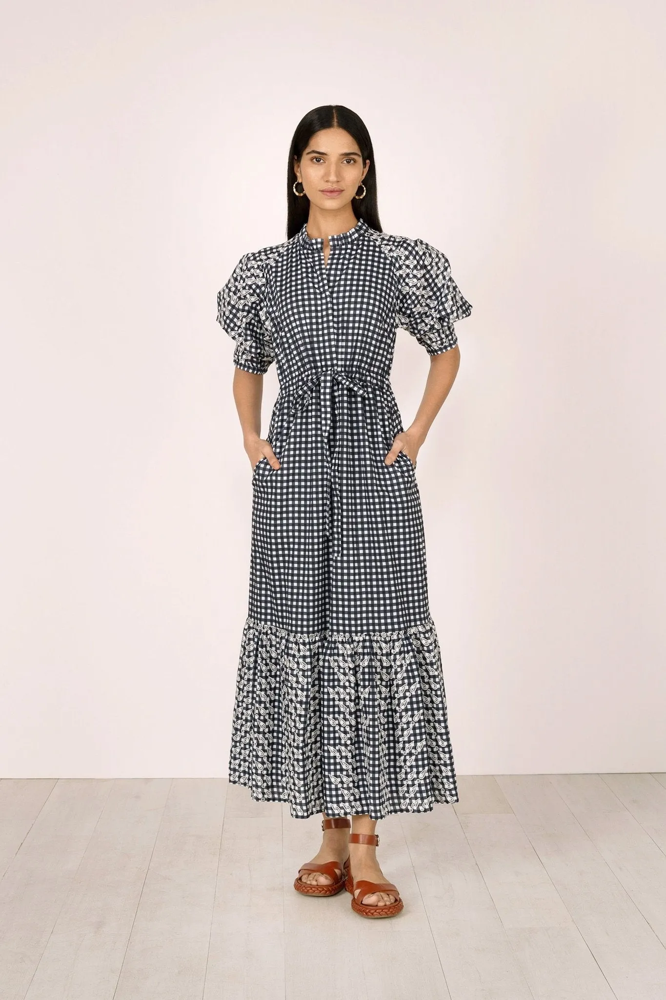Betty Dress Gingham Noir sold by Banjanan