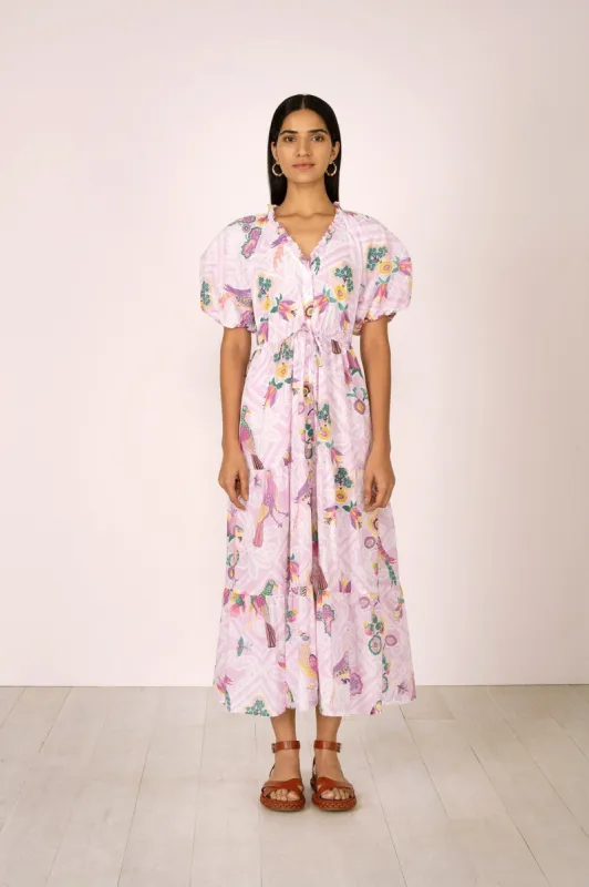 Poppy Dress Folk Lace Lavender sold by Banjanan