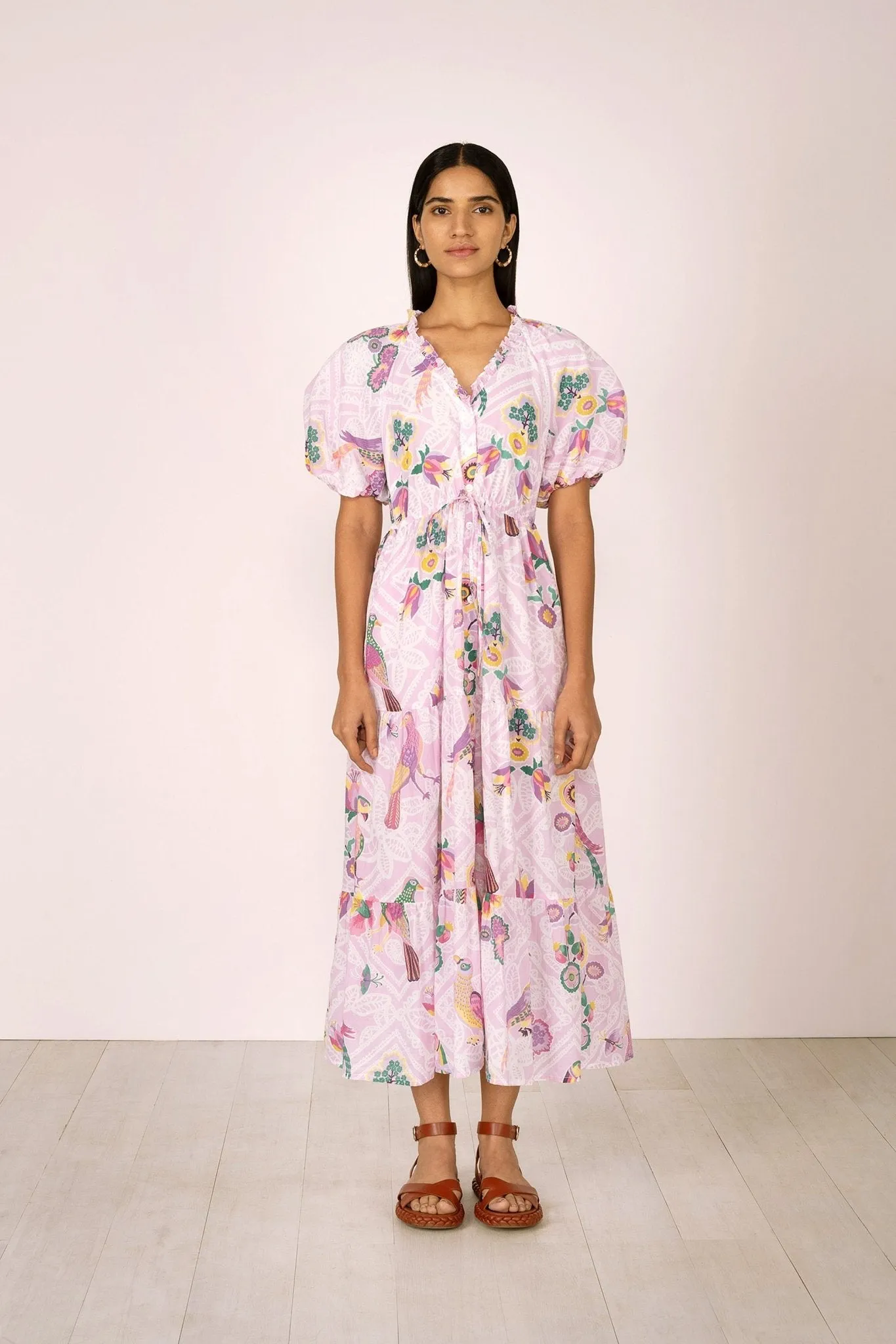 Poppy Dress Folk Lace Lavender sold by Banjanan