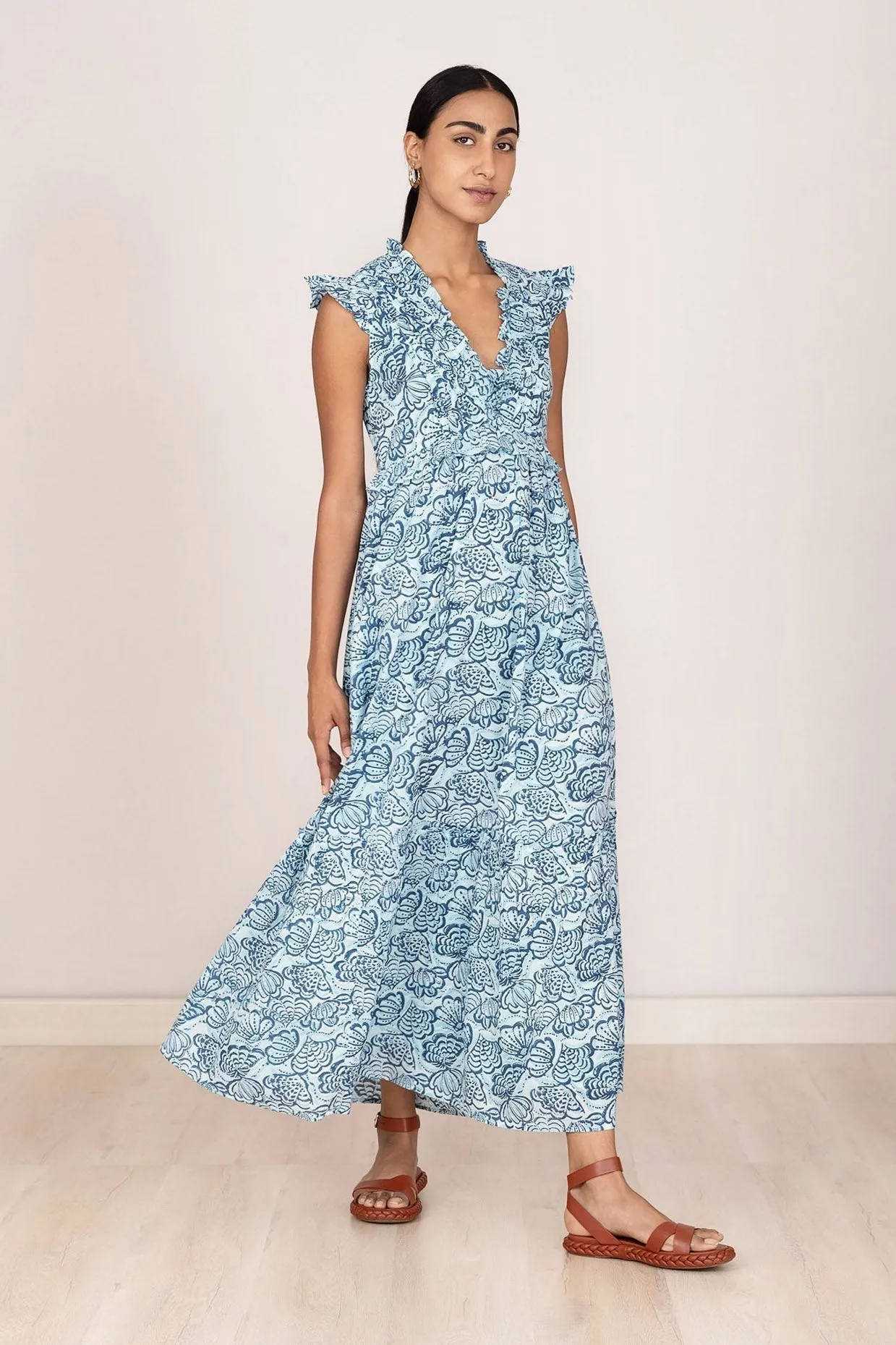 Constance Dress Shell Aqua sold by Banjanan