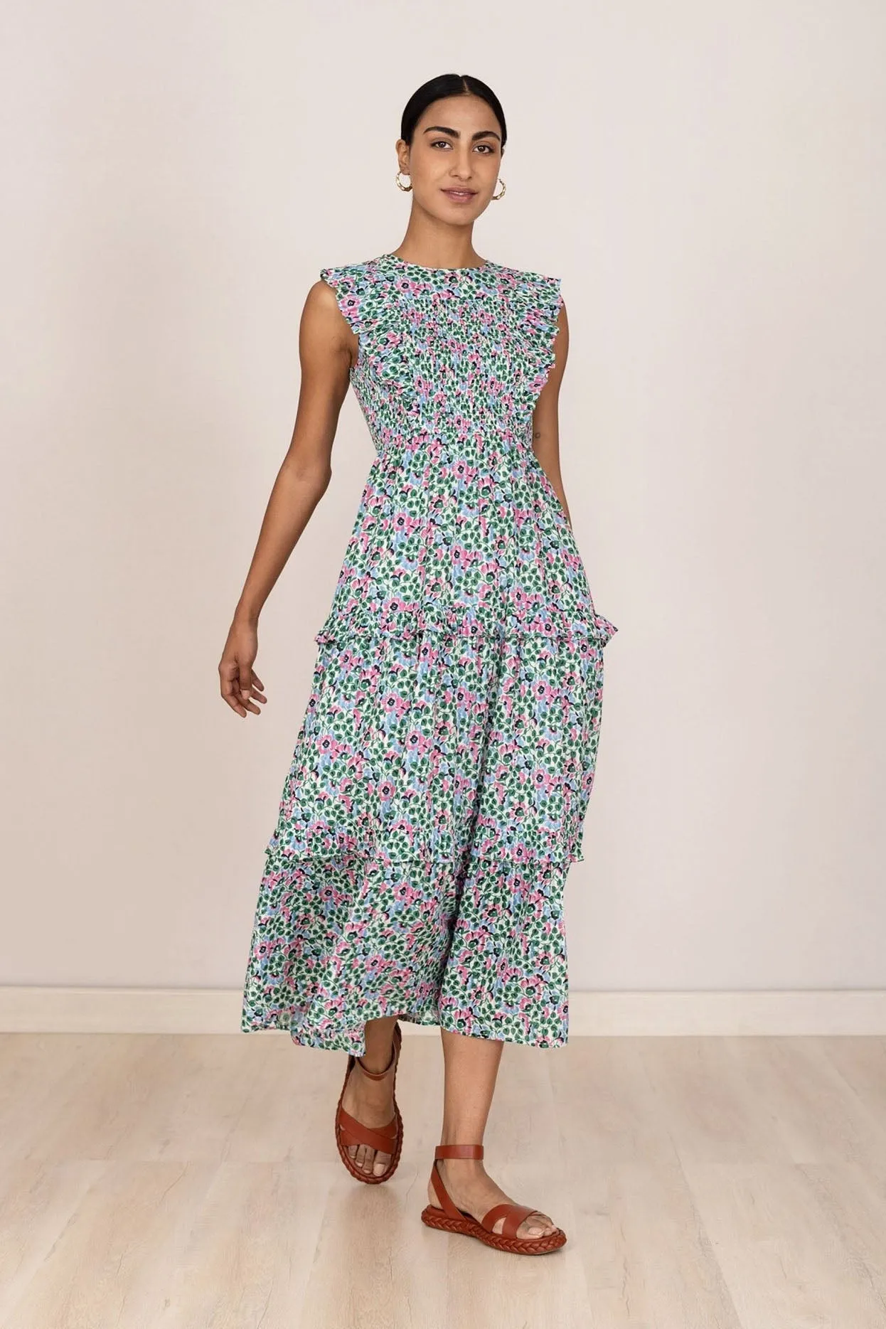 Iris Dress Margot Strawberry Cream sold by Banjanan