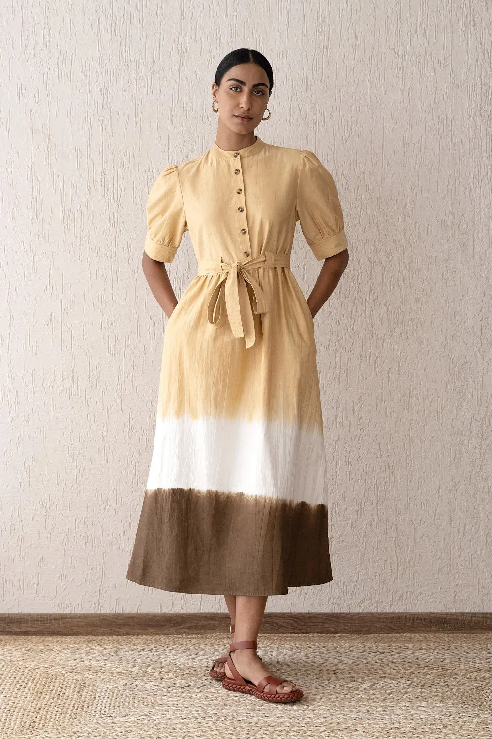 Daffodil Dress Hand Dip Dye Sand sold by Banjanan