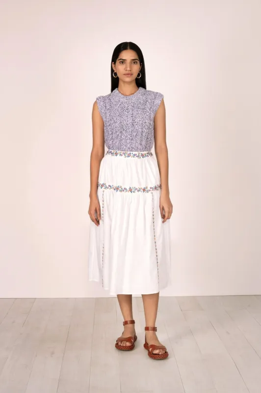Antonia Skirt Srinagar Embroidered White sold by Banjanan