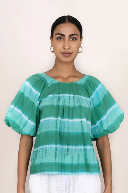 Oana Top Hand Tie Dye Emerald sold by Banjanan