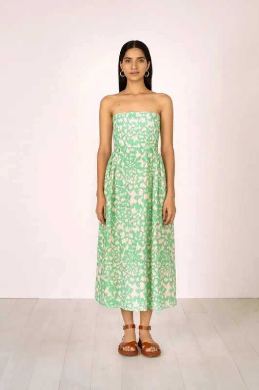 Simona Dress Ikat Floral Calcite sold by Banjanan