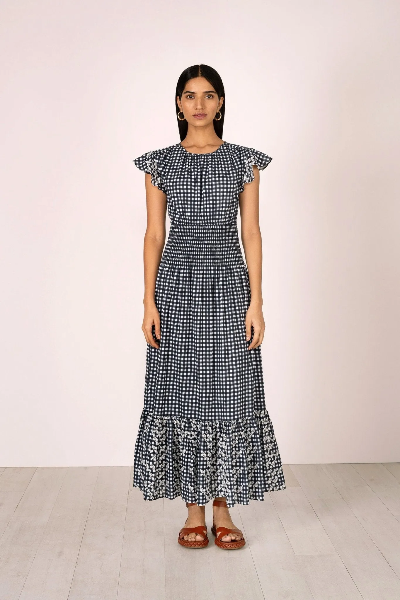 Aurelia Dress Gingham Noir sold by Banjanan