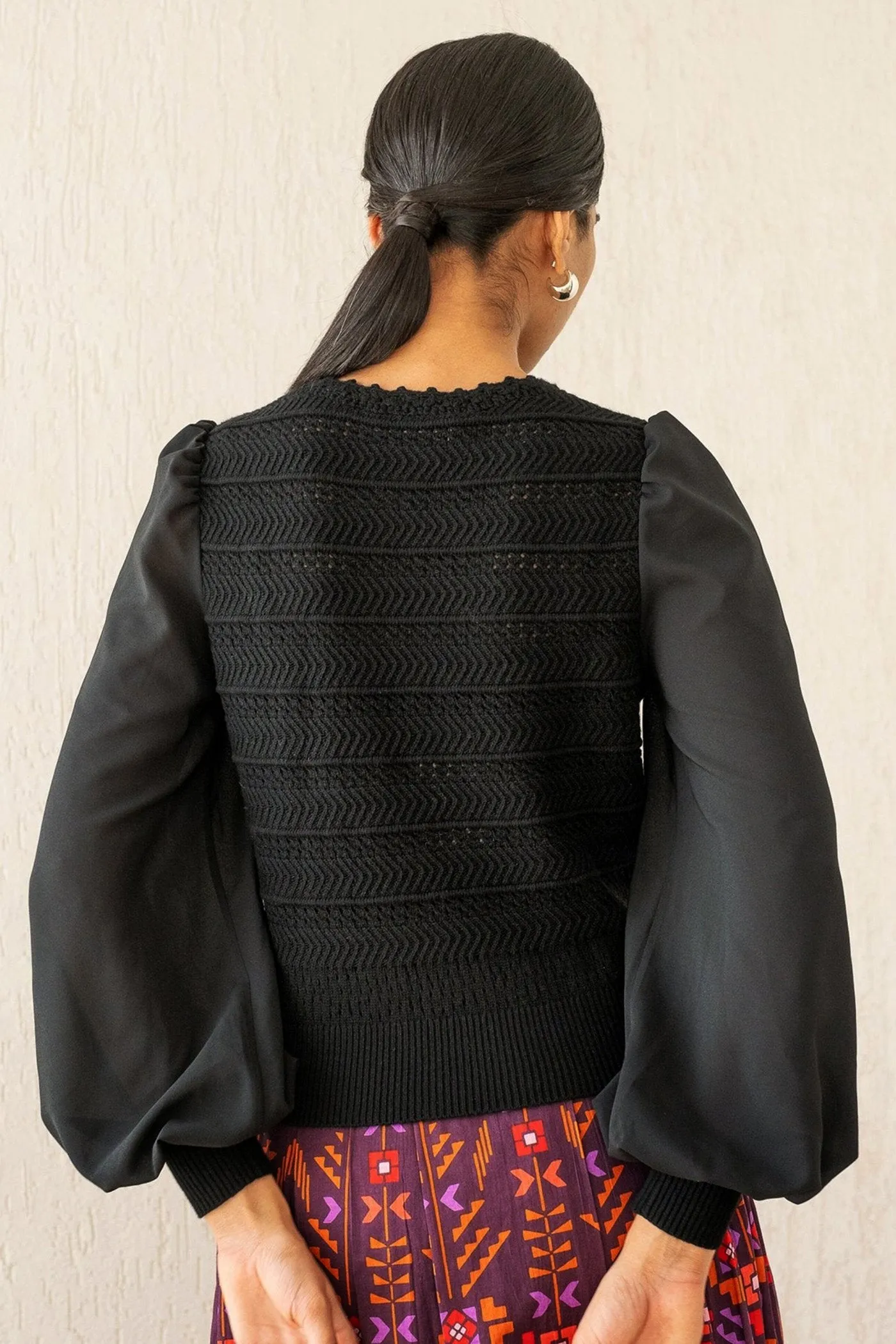 Rosie Crochet Crewneck Black sold by Banjanan product image thumbnail 3
