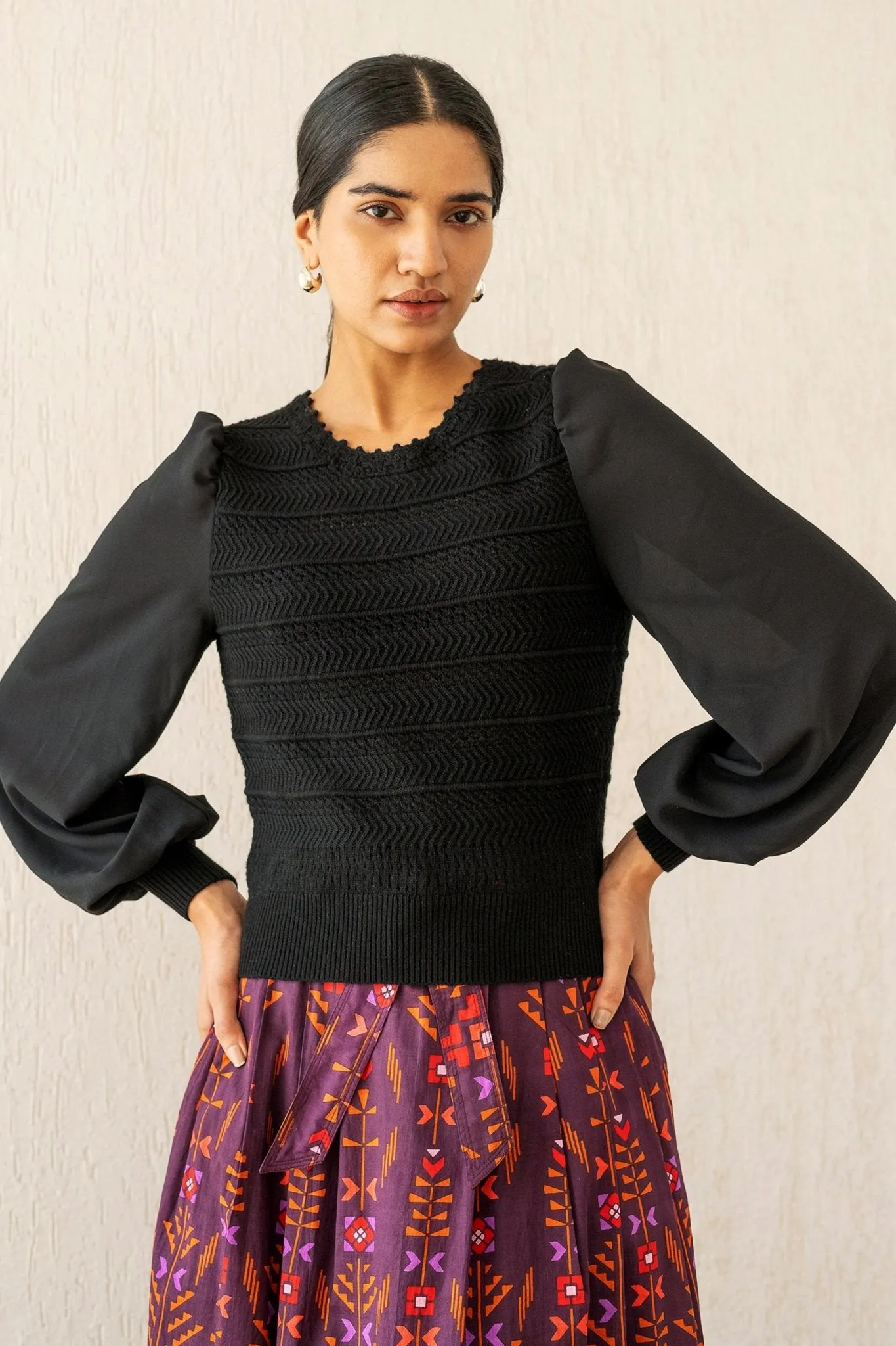 Rosie Crochet Crewneck Black sold by Banjanan product image thumbnail 2