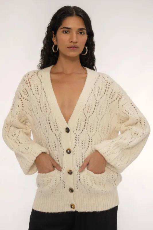 Sarah Lace Boyfriend Cardigan sold by Banjanan