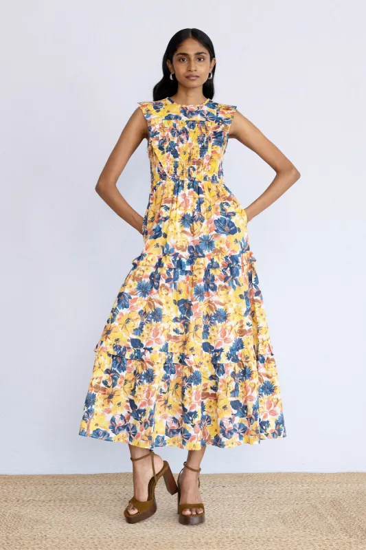 Iris Dress Gili Rose Ocre sold by Banjanan