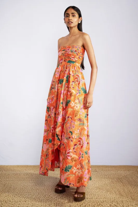 Madison Dress Bali Floral Sunset sold by Banjanan