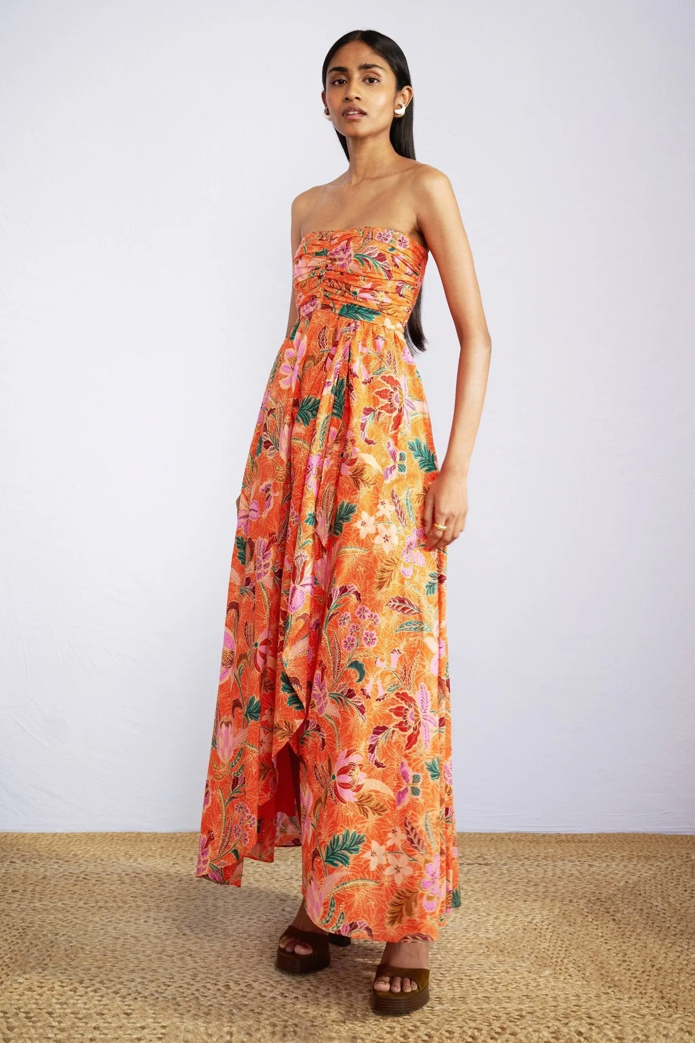 Madison Dress Bali Floral Sunset sold by Banjanan