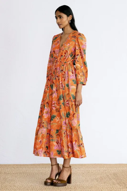Castor Dress Bali Floral Sunset sold by Banjanan
