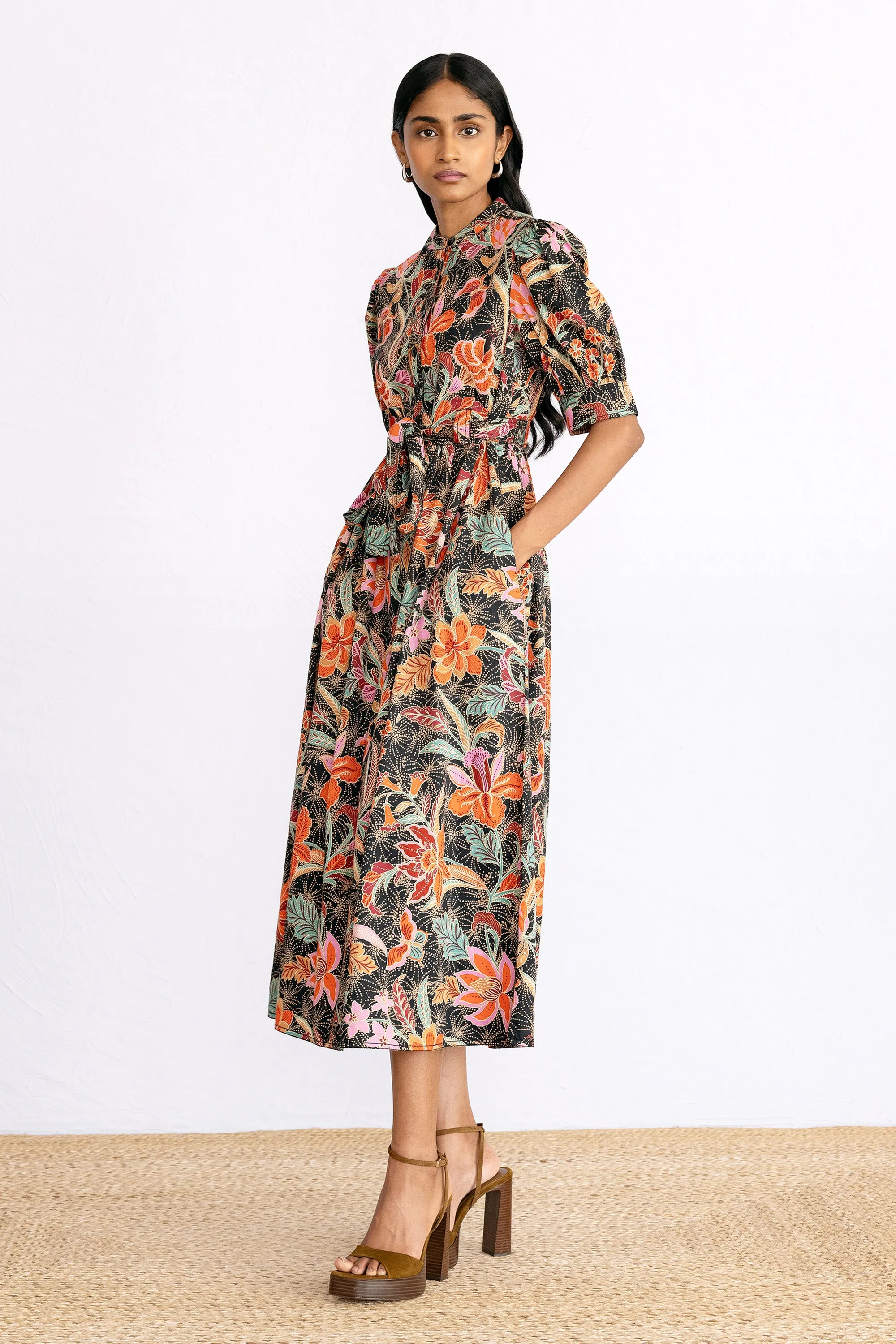 Daffodil Dress Bali Floral Syrah sold by Banjanan