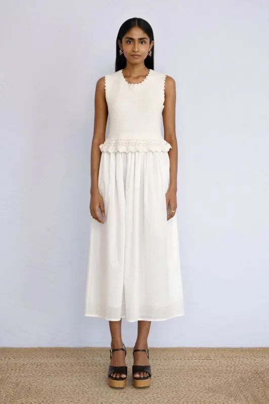 Heather Crochet Dress  Ivory sold by Banjanan