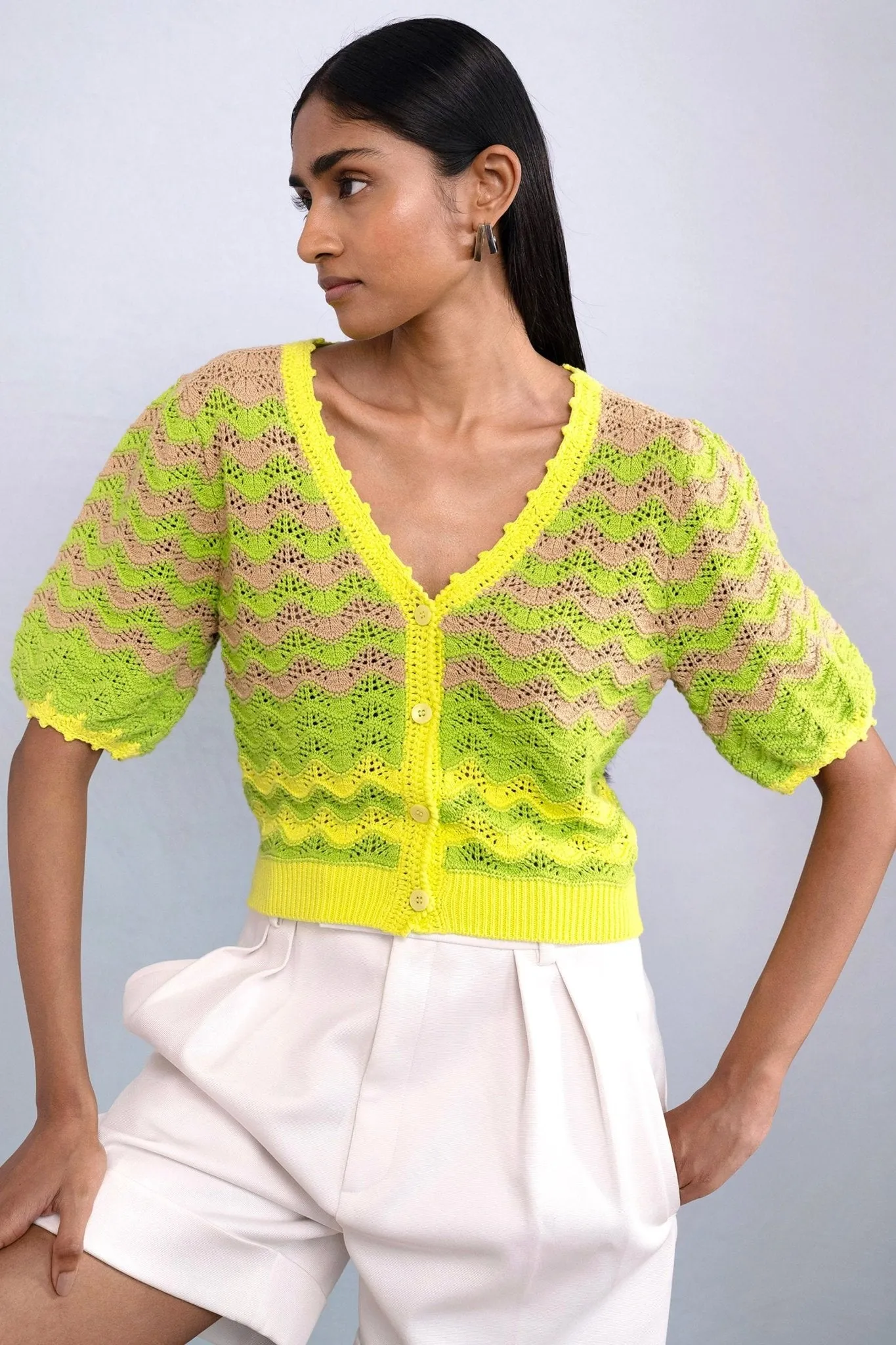 Kate Chevron Cardigan Chive sold by Banjanan product image thumbnail 4