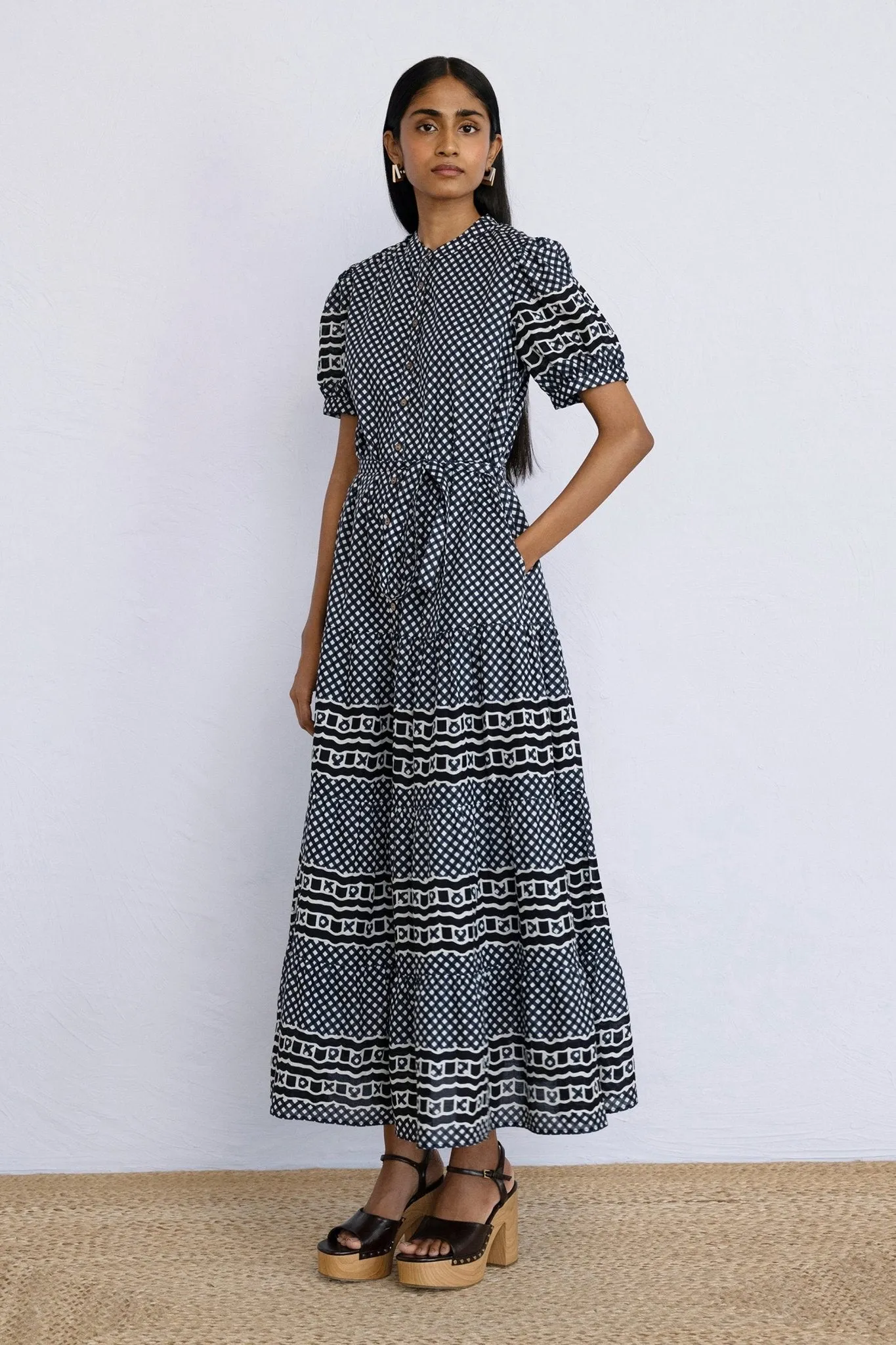 Saylor Dress Victorian Gingham Midnight sold by Banjanan product image thumbnail 3