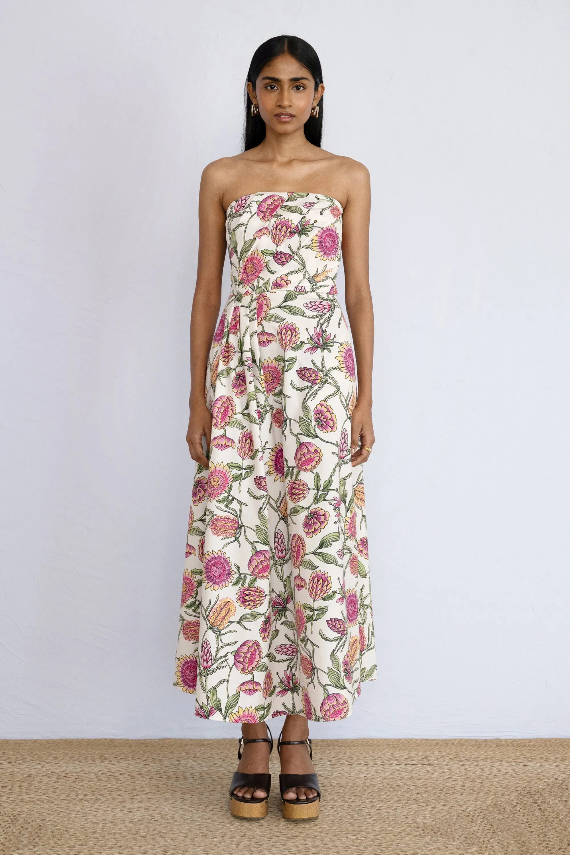 Delilah Dress Protea Cypress sold by Banjanan