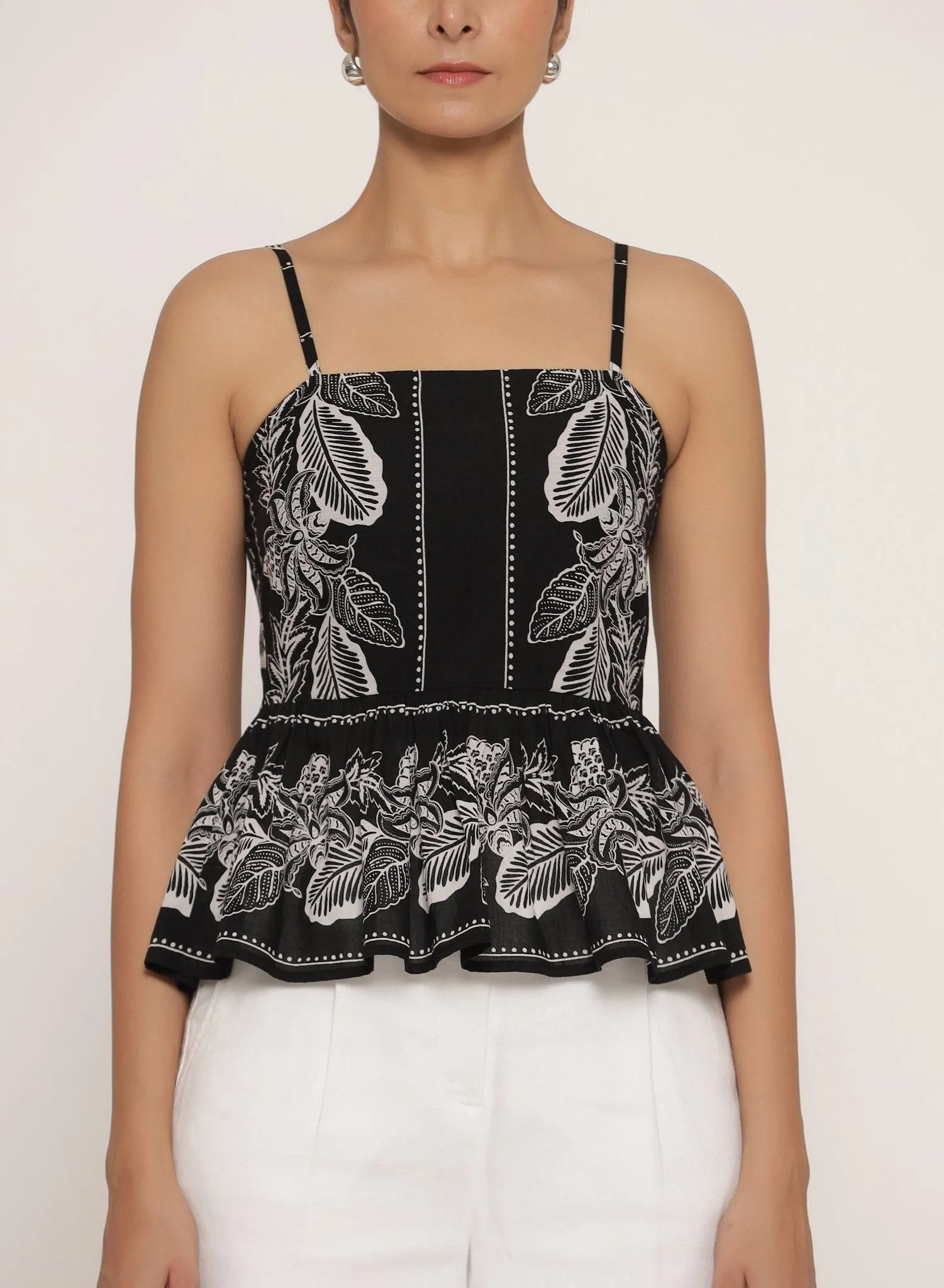 Ruby Top Lombok Border Black sold by Banjanan