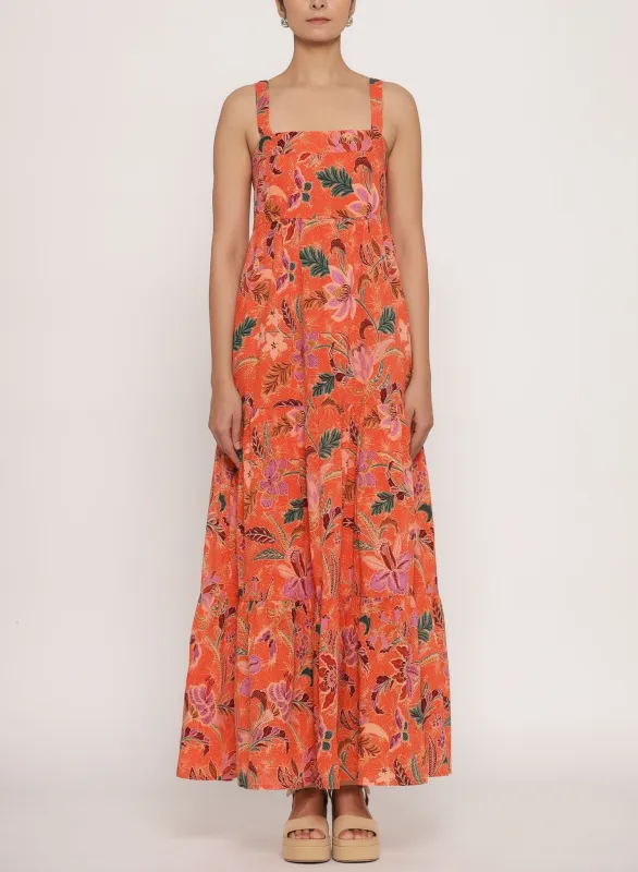 Daniella Dress Bali Floral Sunset sold by Banjanan
