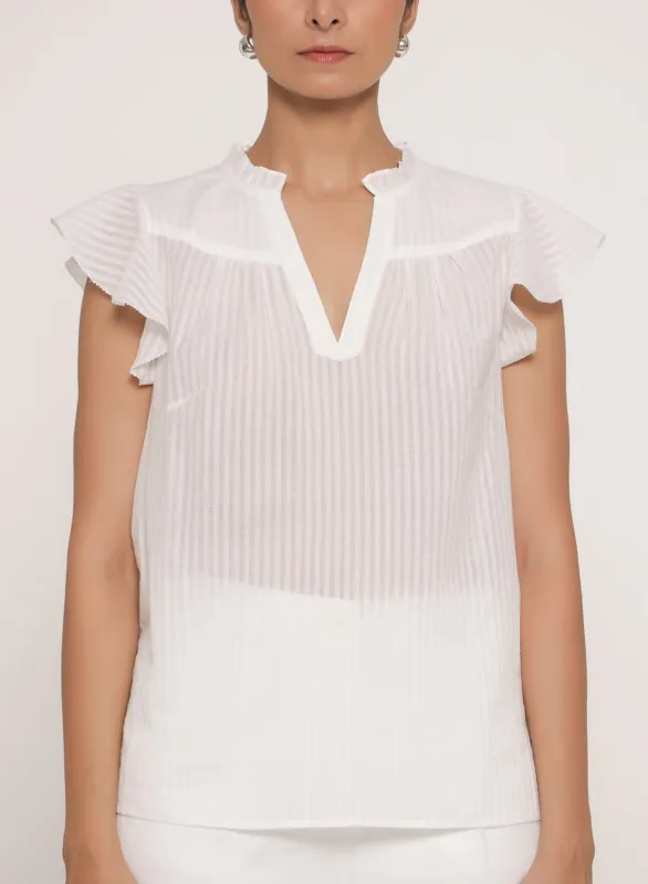 Amelia Top White sold by Banjanan