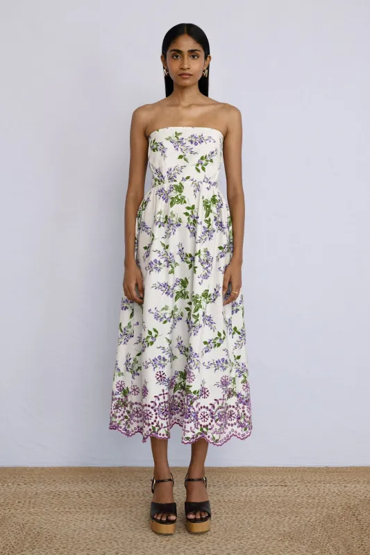 Simona Dress Wisteria Violet sold by Banjanan