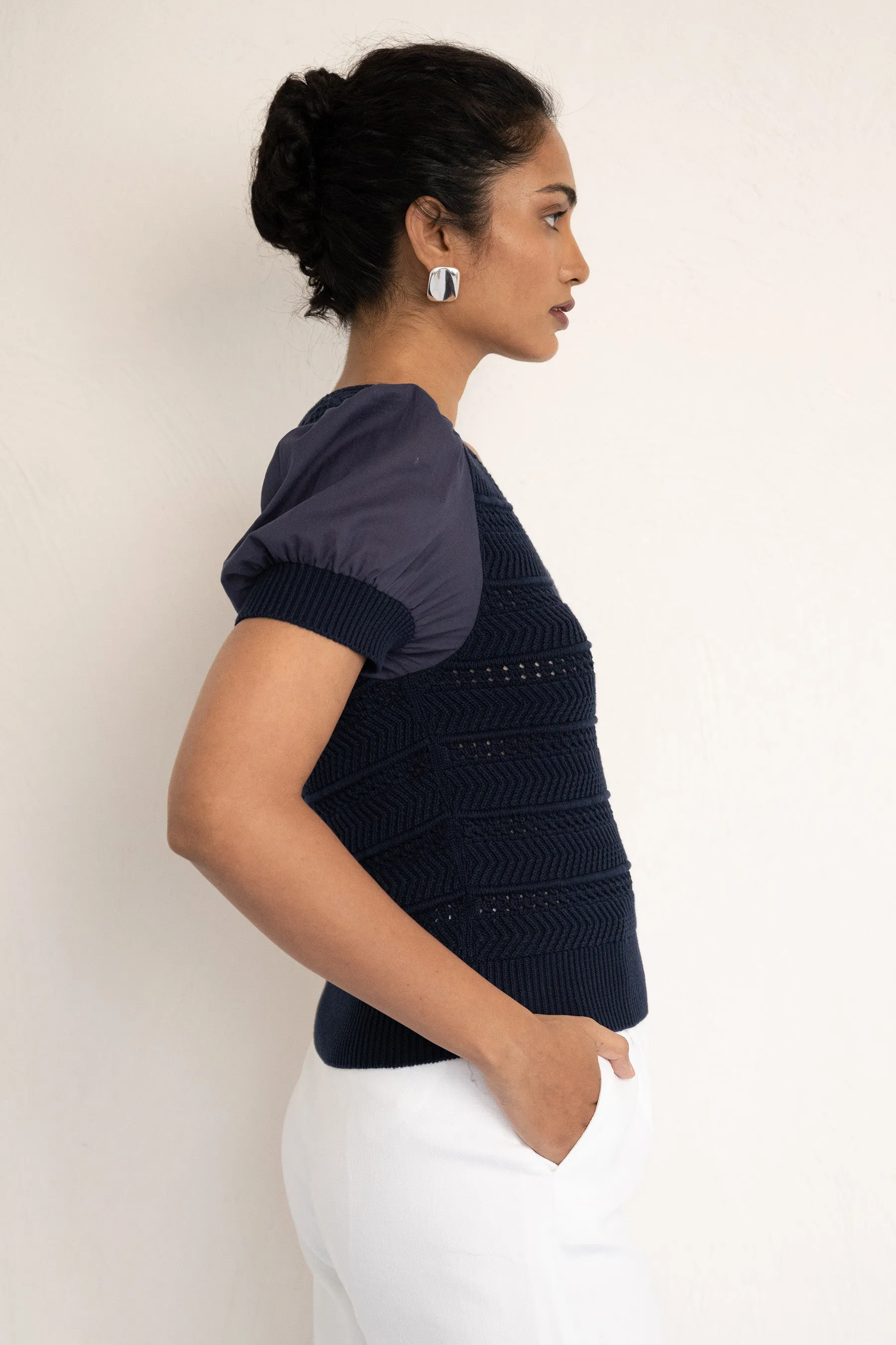 Patti V-Neck Oxford Sweater sold by Banjanan product image thumbnail 4