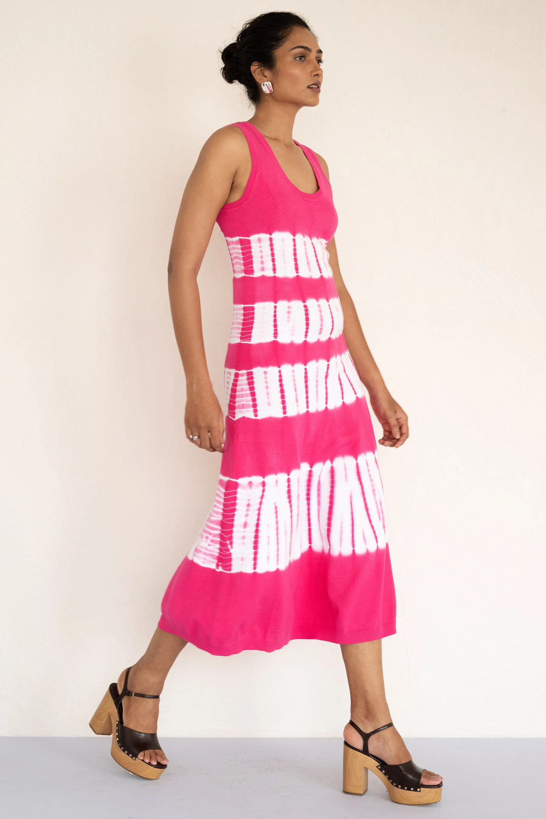 Genoa Tie Dye Dress Fuchsia sold by Banjanan product image thumbnail 3