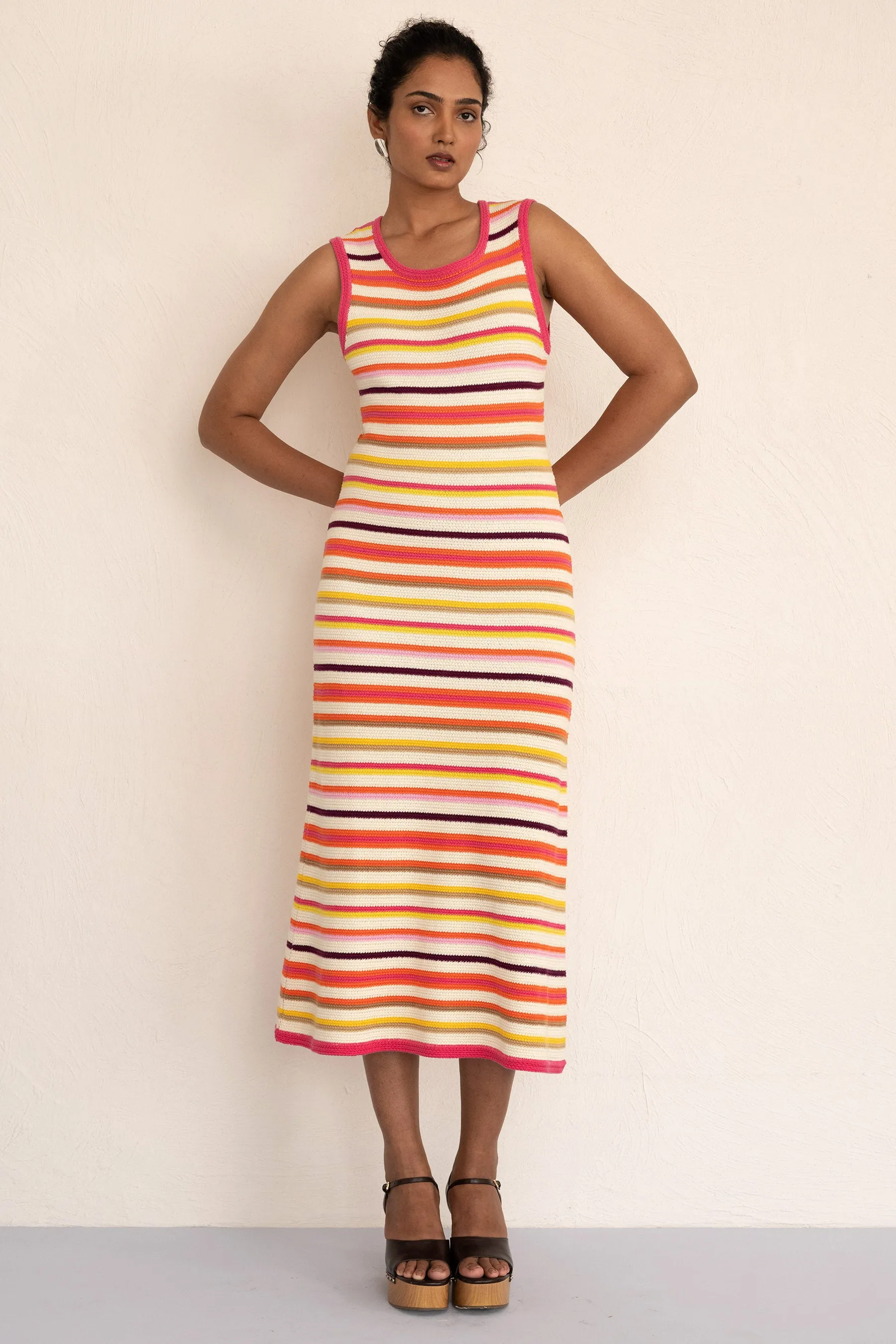 Calla Dress Citrus Stripe sold by Banjanan