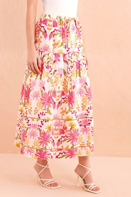 Gayle Skirt Hydra Garland Rose sold by Banjanan