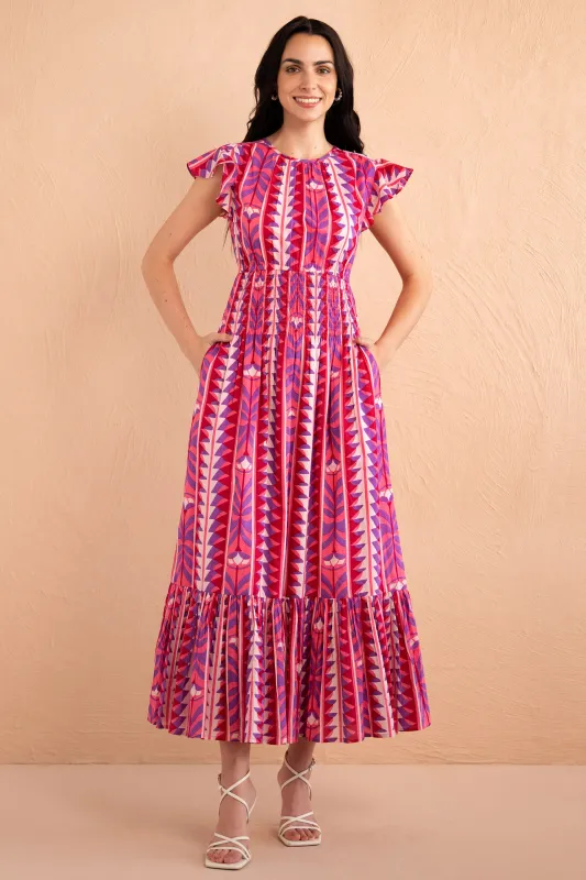 Aurelia Dress Syros Stripe Amethyst sold by Banjanan