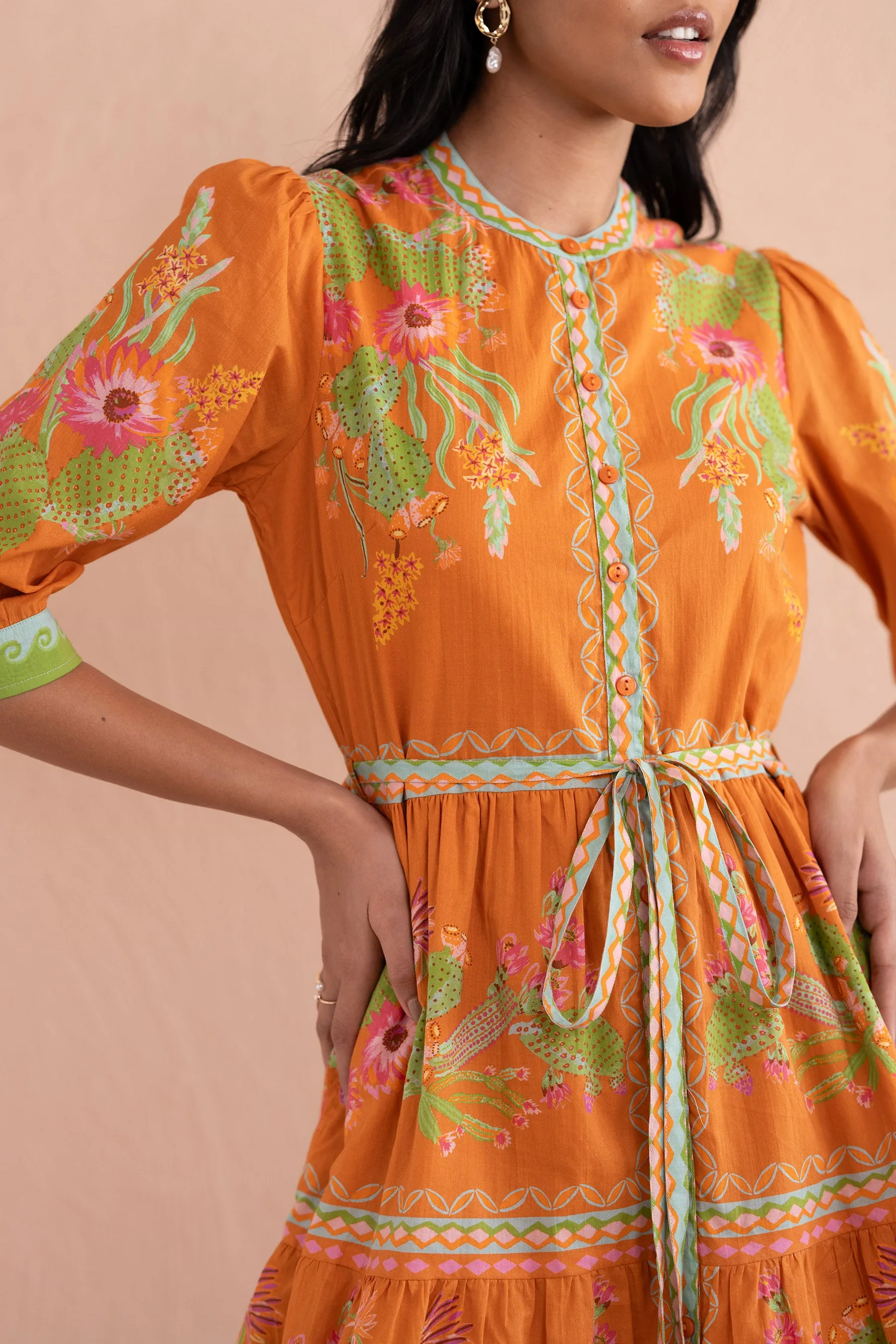 Gizela Dress Calypso Cacti Caramel sold by Banjanan product image thumbnail 5