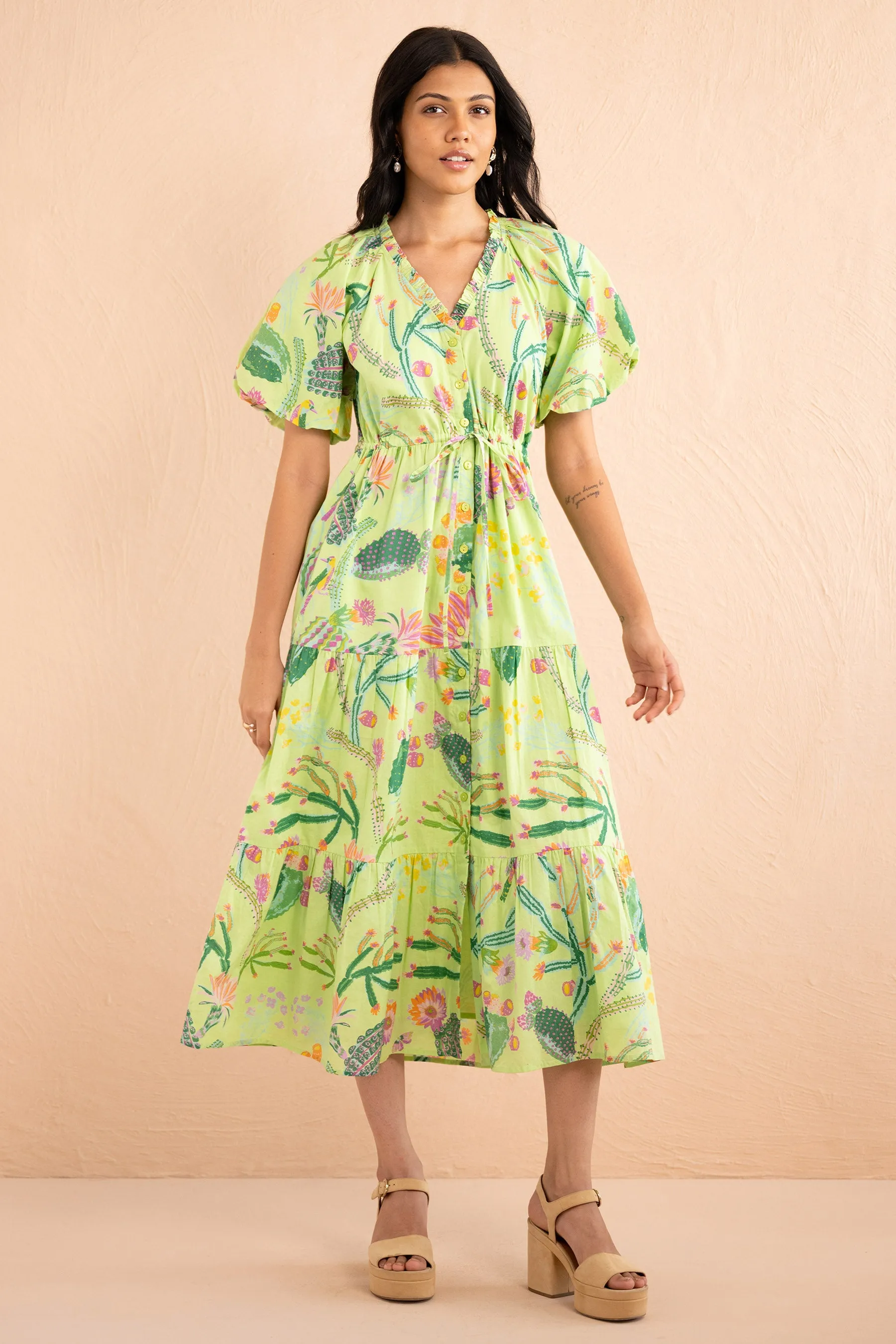 Poppy Dress Calypso Cacti Jade sold by Banjanan product image thumbnail 3