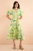 Poppy Dress Calypso Cacti Jade sold by Banjanan
