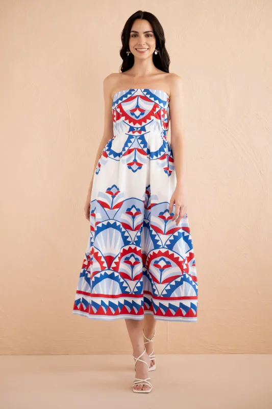 Simona Dress Paros Tile Placement Nautical sold by Banjanan