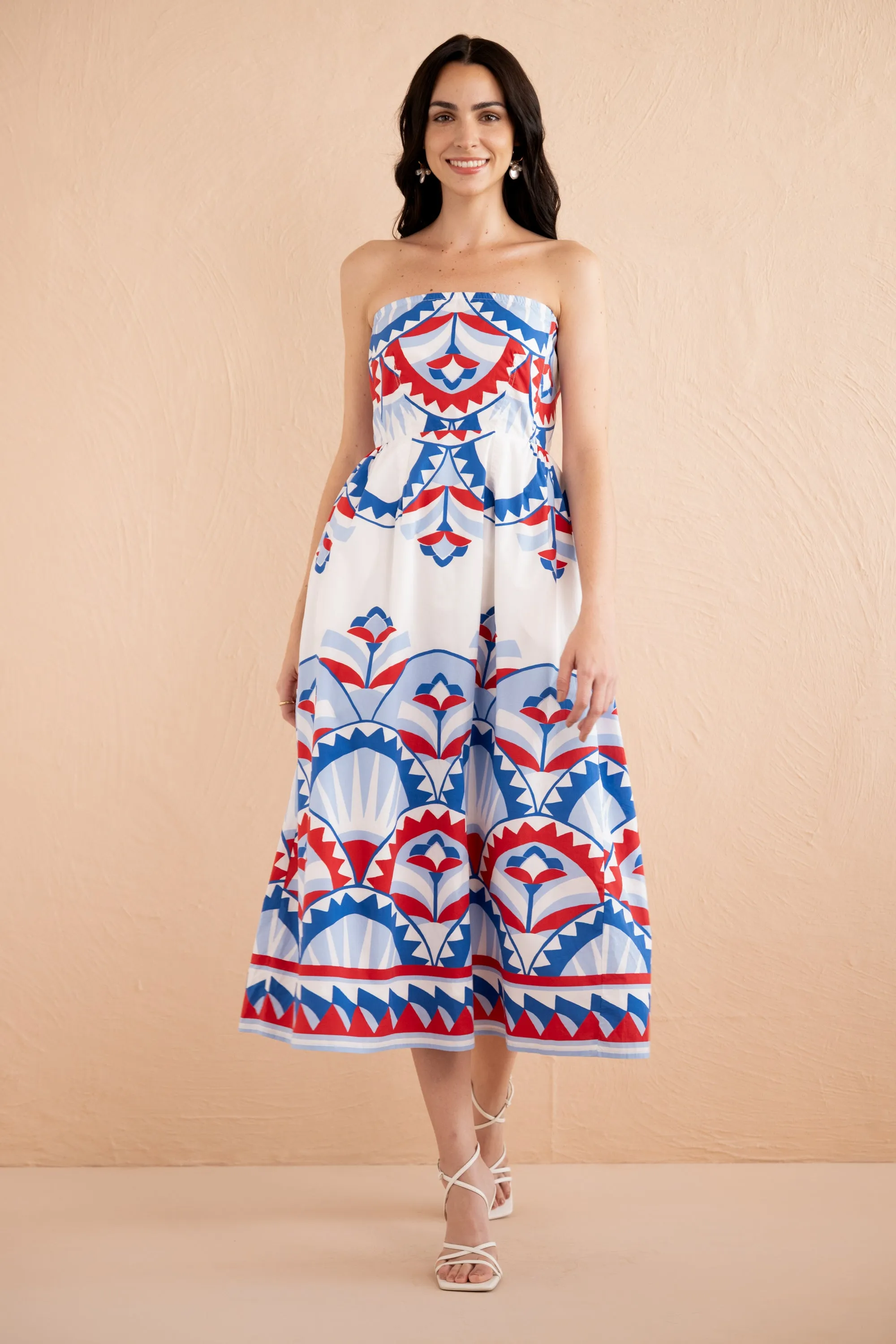 Simona Dress Paros Tile Placement Nautical sold by Banjanan