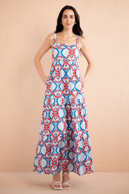 Daniella Dress Paros Tile Nautical sold by Banjanan