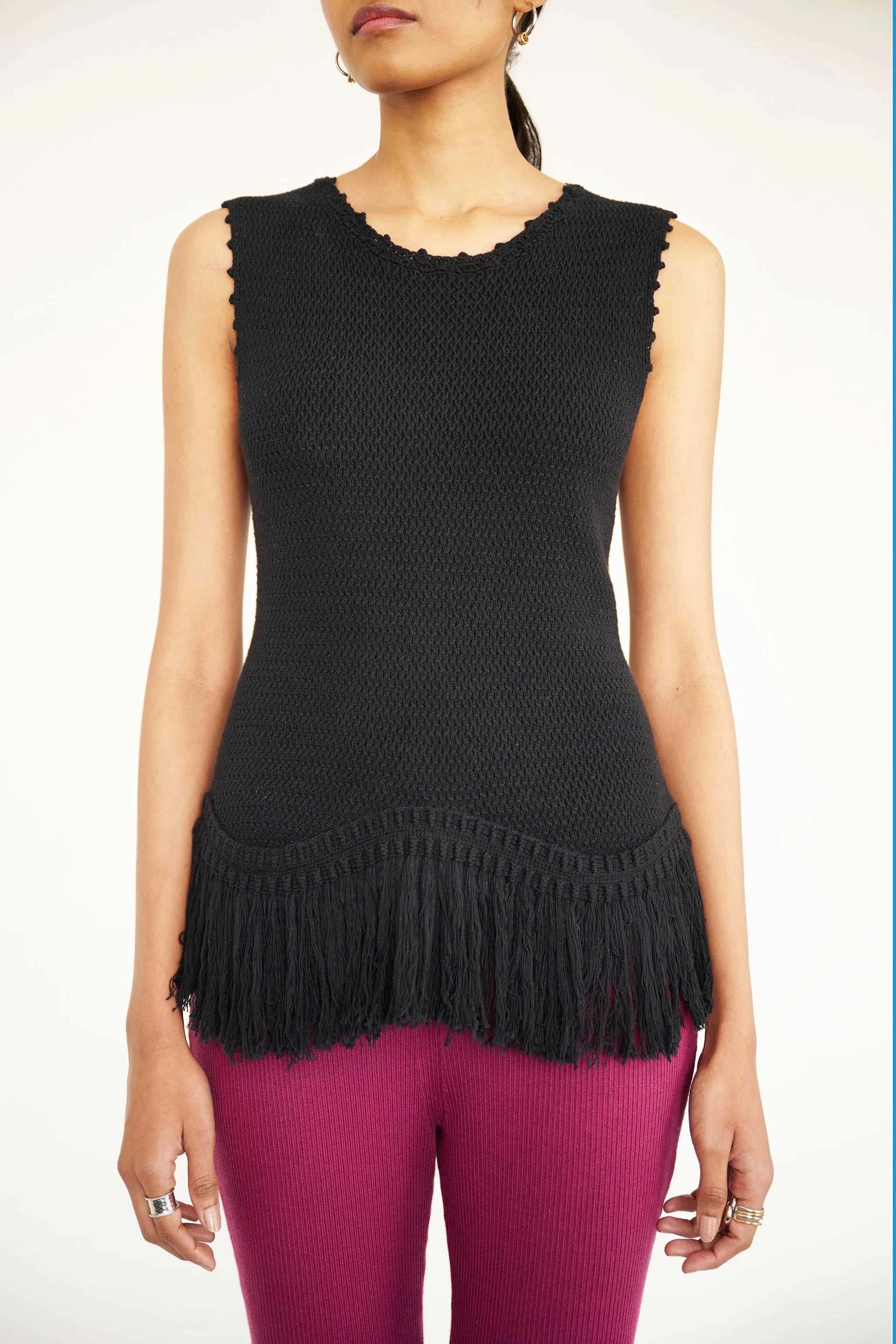 Luzia Fringe Tank Black sold by Banjanan product image thumbnail 3