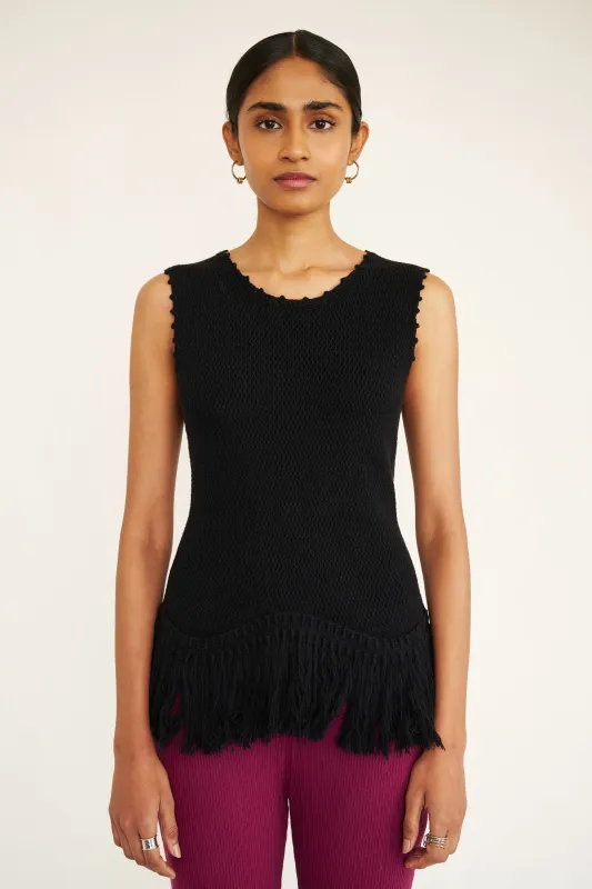 Luzia Fringe Tank Black made by Banjanan