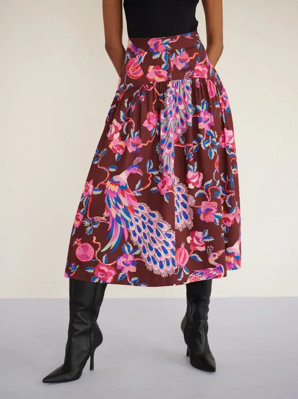 Melodie Skirt Bukhara Peacock Rum sold by Banjanan