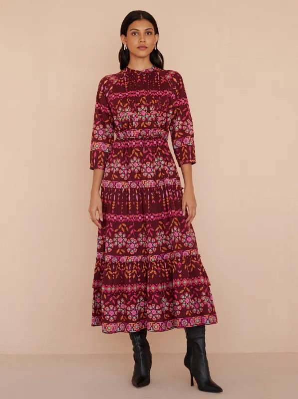 Bazaar Dress Tapestry Rhubarb sold by Banjanan