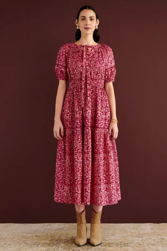 Selma Dress Ottoman Berry sold by Banjanan