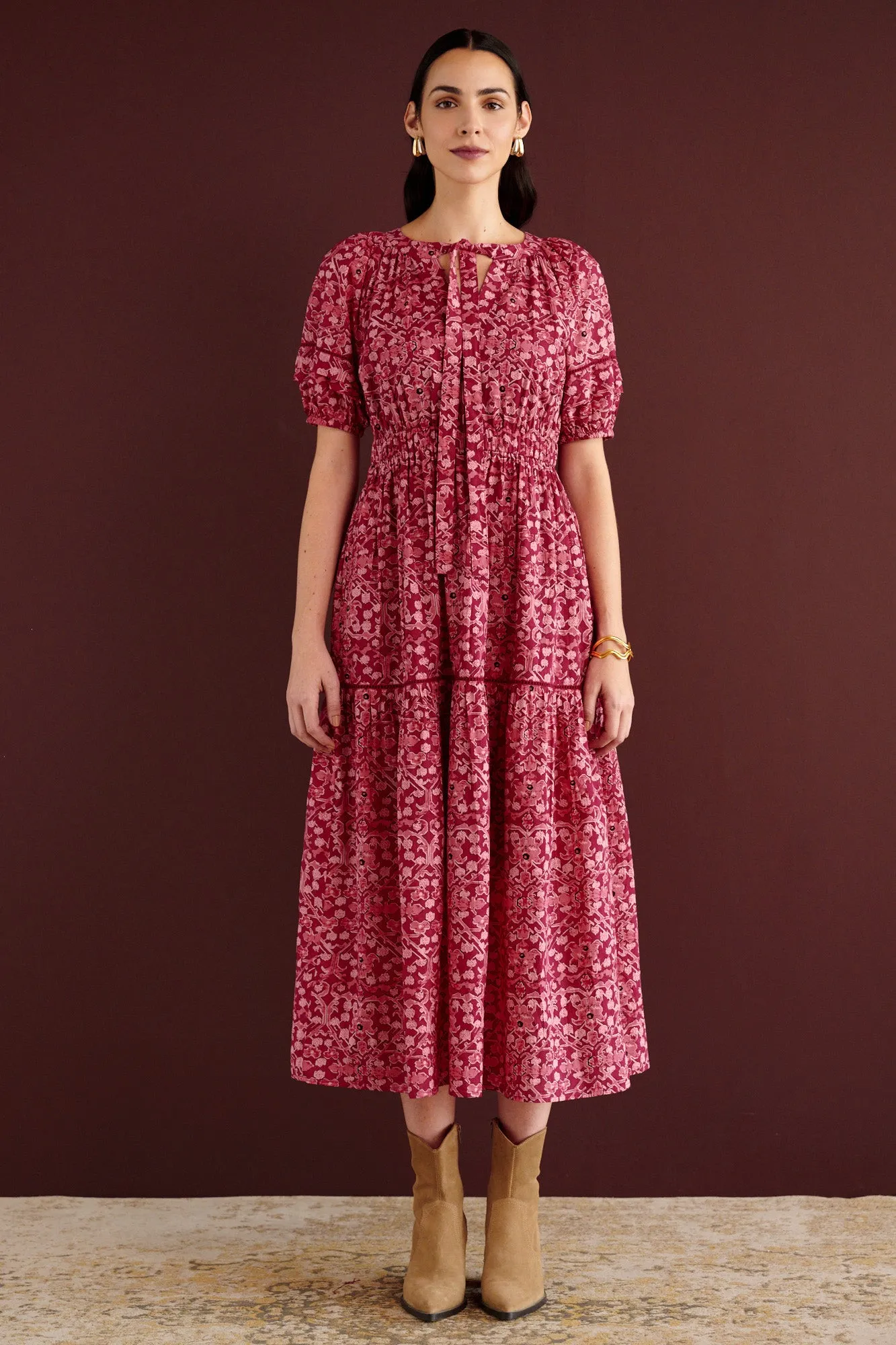 Selma Dress Ottoman Berry sold by Banjanan