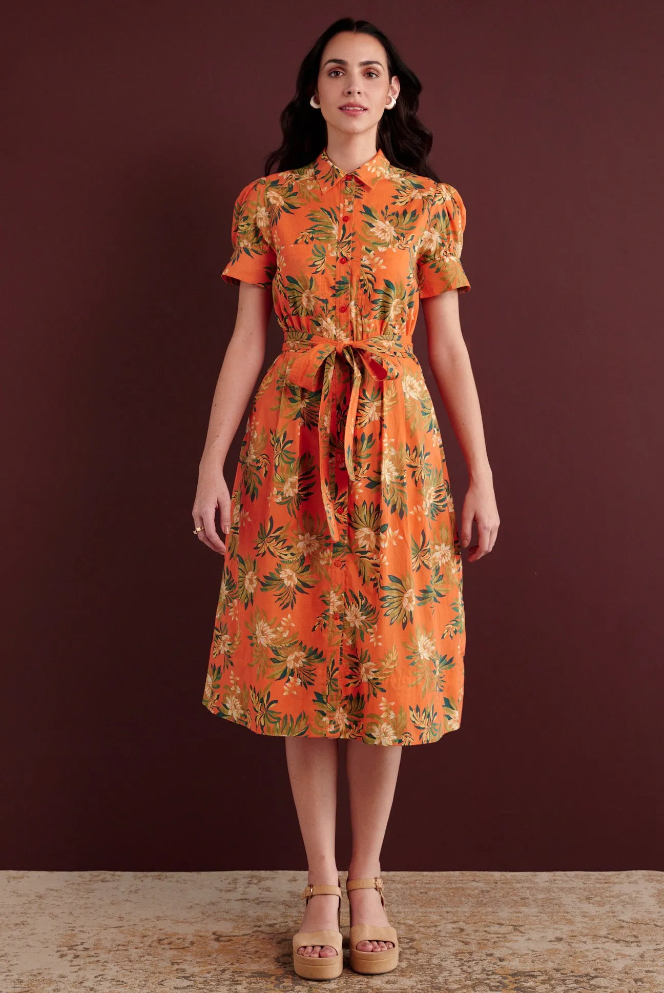 Barbara Dress Artichoke Flower Melon sold by Banjanan
