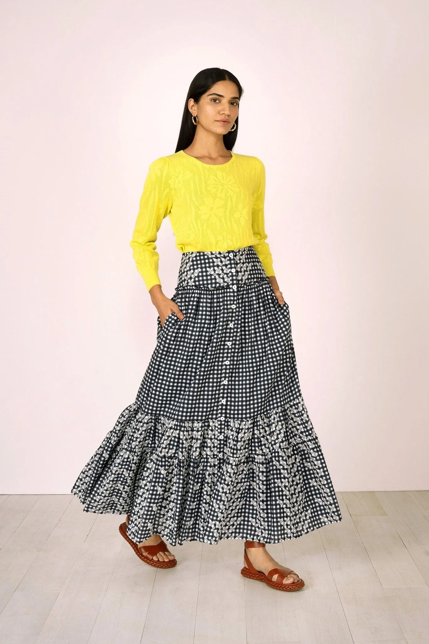 Marta Skirt Gingham Noir sold by Banjanan product image thumbnail 2