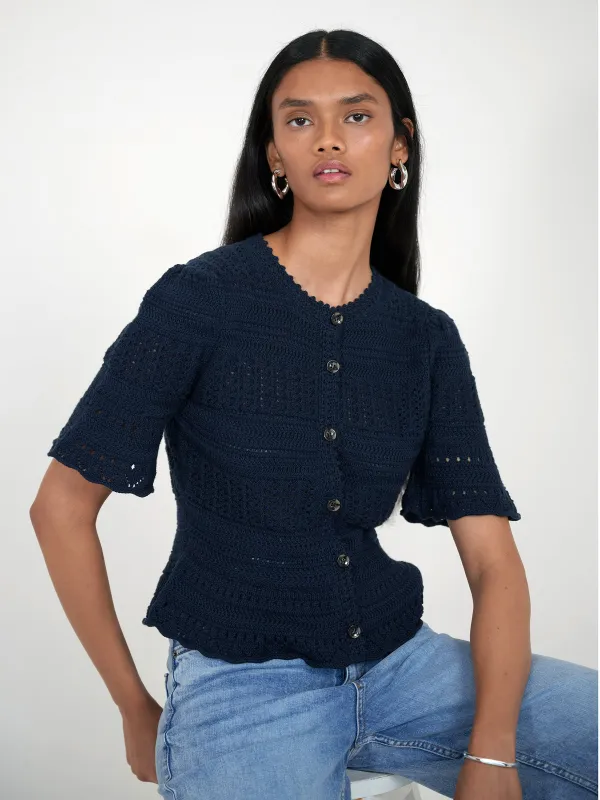Laura Crochet Cardigan Navy made by Banjanan