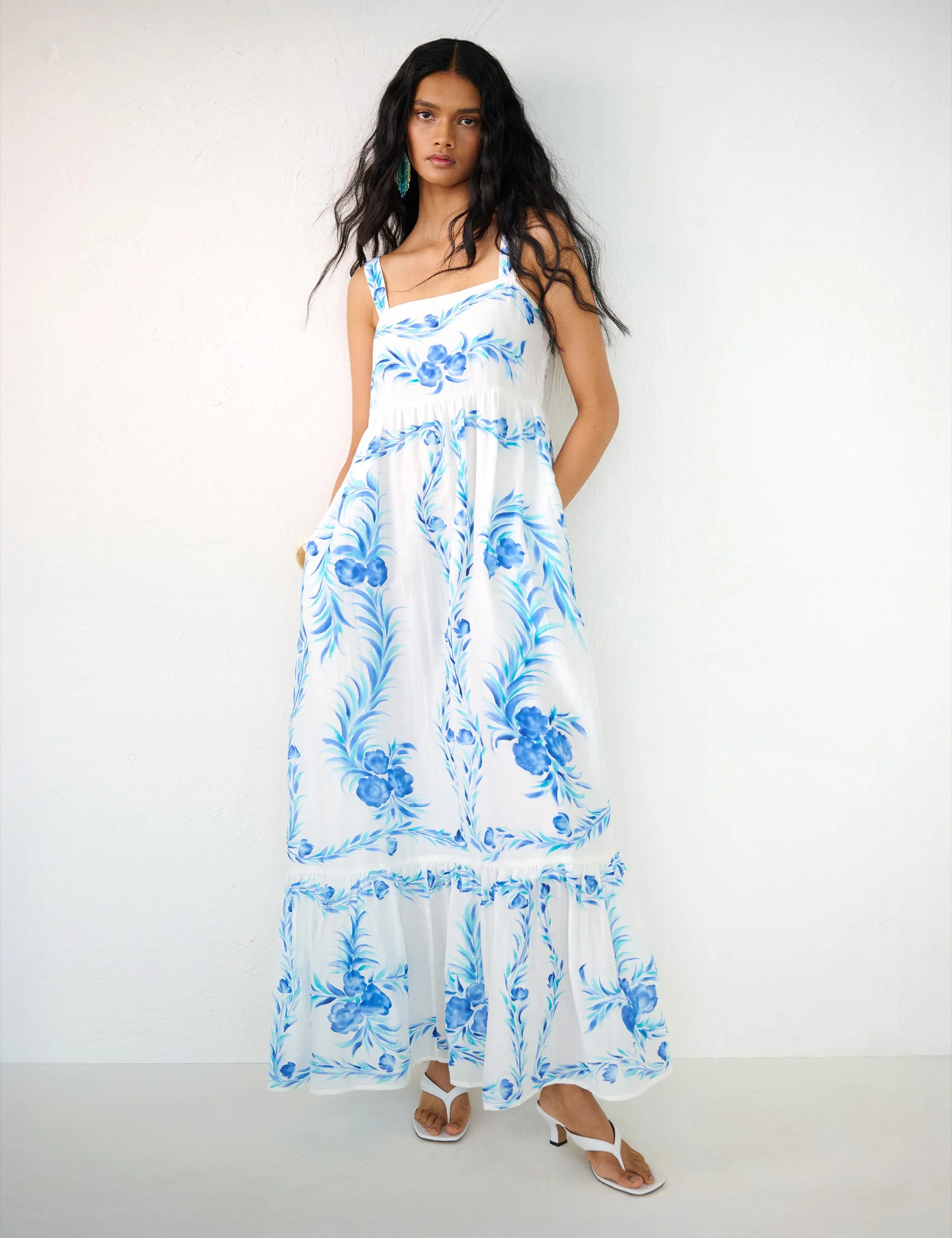 Daniella Dress Bagh Bouquet Cyan sold by Banjanan