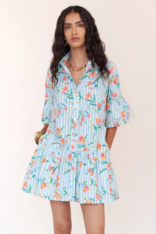 Hydra Mini Dress Orchid Pinstripe Placid made by Banjanan