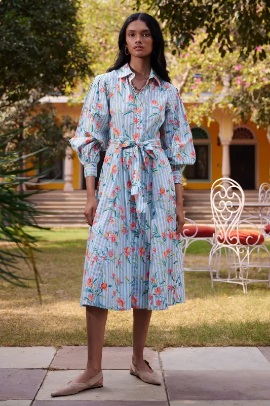 Harris Shirt Dress Orchid Pinstripe Placid made by Banjanan