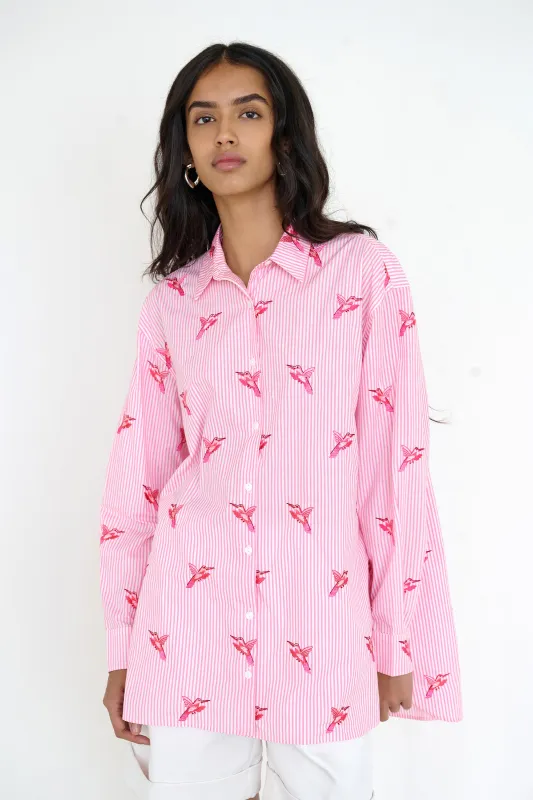 Jamie Shirt Embroidery Hummingbird made by Banjanan